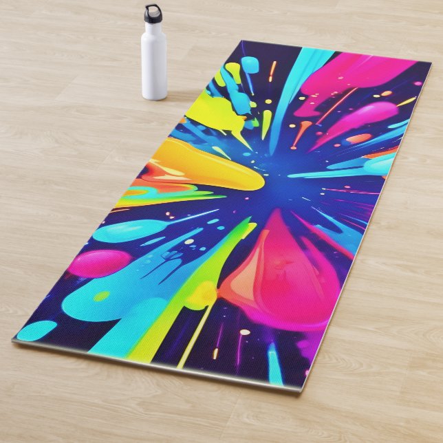 Neon Paint Explosion auf dunkler Leinwand Yogamatte (Beispiel)