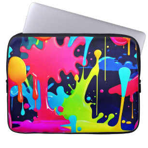 Neon Paint Splash Tropfen Chaos Laptopschutzhülle