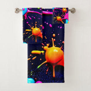 Neon Paint Spritzer Abstrakt Art Badhandtuch Set