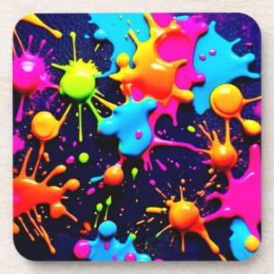 Neon Paint Spritzer Abstrakt Art Getränkeuntersetzer