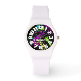 Neon Paint Spritzer Armbanduhr