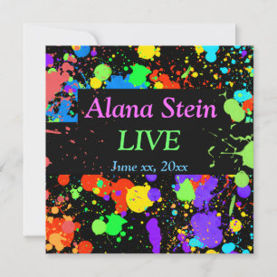 Neon Paint Spritzer, Bar / Bat Mitzvah Einladung