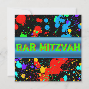 Neon Paint Spritzer, Bar Mitzvah Einladung