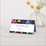 Neon Paint Spritzer, Bat Mitzvah Star von David Platzkarte<br><div class="desc">Coole Neonfarbe Spritzer Platzkarte mit leuchtenden Farben grün,  lila,  rot,  blau,  orange,  gelb. Blue Star von David auf der Vorderseite.</div>