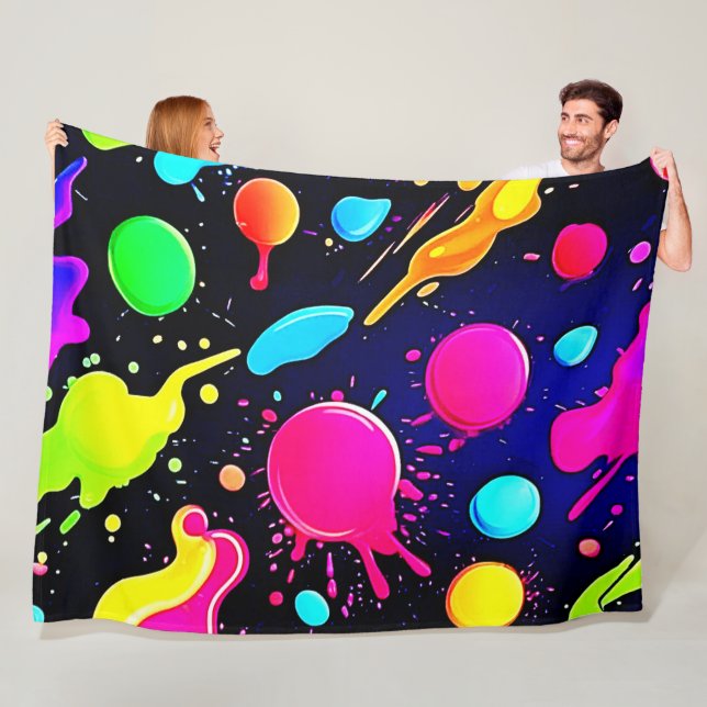 Neon Paint Spritzer Design Fleecedecke (Beispiel)