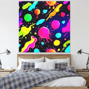 Neon Paint Spritzer Design Leinwanddruck