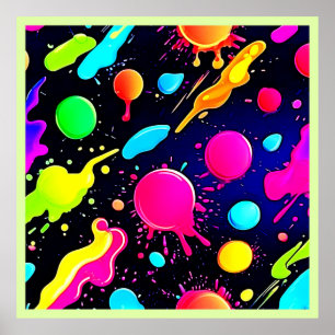 Neon Paint Spritzer Design Poster