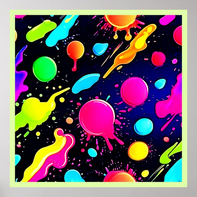 Neon Paint Spritzer Design Poster (Vorne)