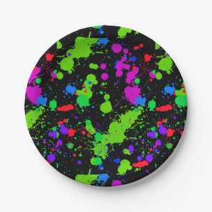 Neon Paint Spritzer, Imitate leuchten im Dunkeln, Pappteller