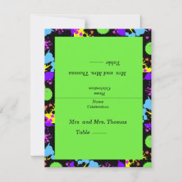 Neon Paint Spritzer Table, Escort Cards Einladung
