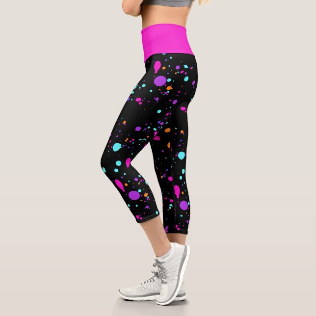 Neon Paint Spritzers Capri Leggings (Links)