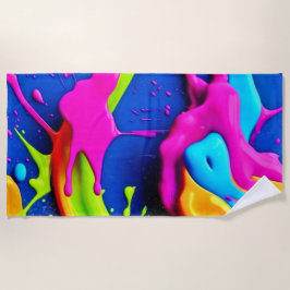 Neon Paint Tropfen Art Strandtuch