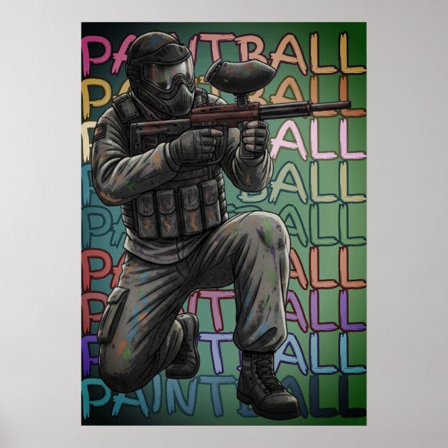 Neon Paintball Krieger Poster (Vorne)