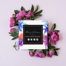 Neon Palm Tree Vacation Theme Qr Code Social Media