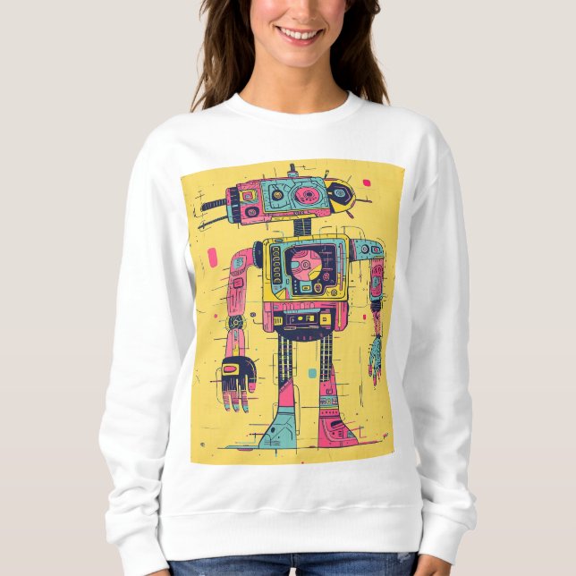 Neon Panelbot - Pop-Tech Robot Illustration Sweats Sweatshirt (Vorderseite)
