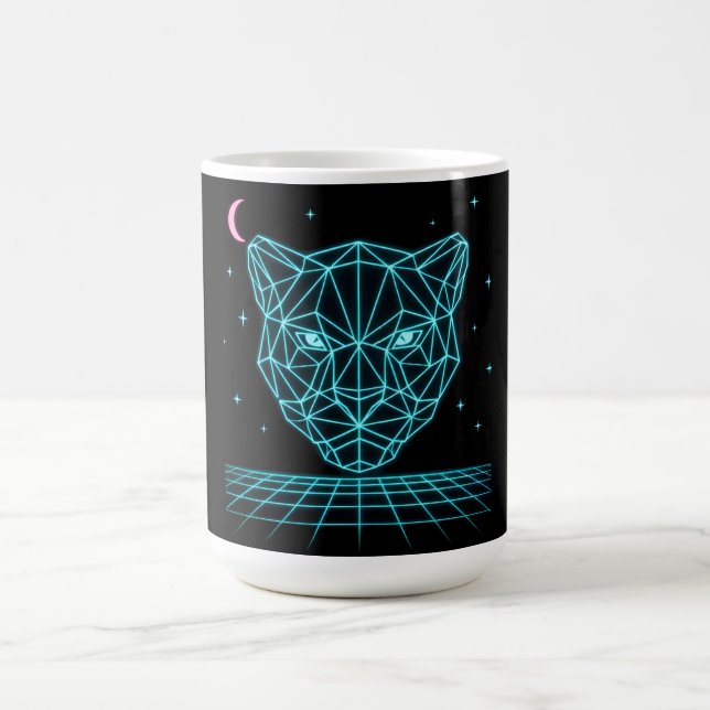 Neon Panther - Synthwave-Dunkle Elektrik Kaffeetasse (Mittel)