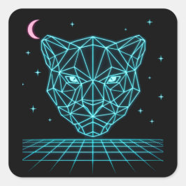 Neon Panther - Synthwave-Dunkle Elektrik Quadratischer Aufkleber