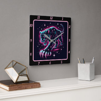 Neon Panther Twilight Glow Timer Quadratische Wanduhr