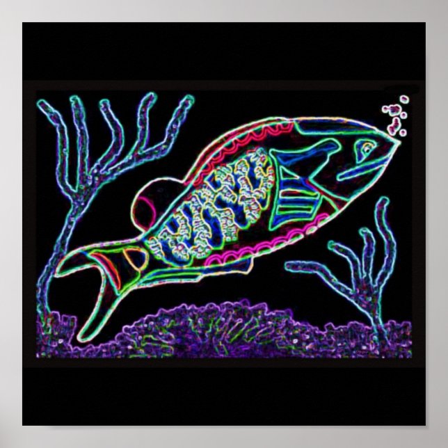 Neon Parrotfish Poster (Vorne)