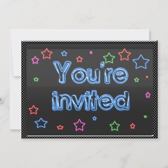 Neon-Party Einladung (Vorderseite)