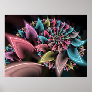 Neon-Pastell-Blütenblätter Poster