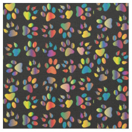 Neon Paw Print auf Schwarz Stoff