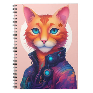 "Neon Paws: The Ginger, Blue-Mit Augen Cyberpunk C Notizblock