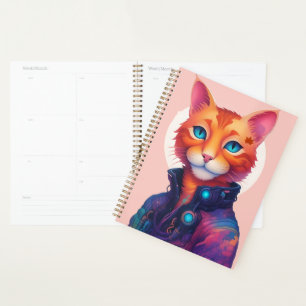 "Neon Paws: The Ginger, Blue-Mit Augen Cyberpunk C Planer