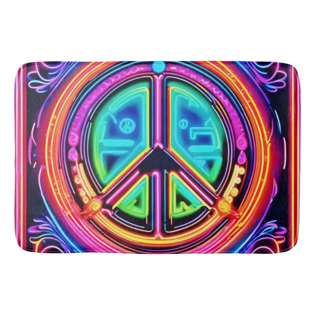 Neon Peace Mandala Badematte (Vorderseite)