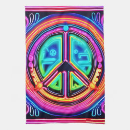 Neon Peace Mandala Geschirrtuch