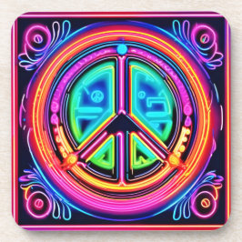 Neon Peace Mandala Getränkeuntersetzer