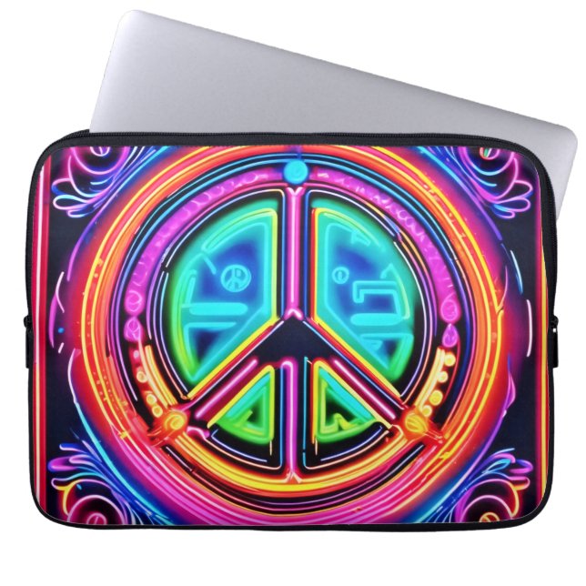 Neon Peace Mandala Laptopschutzhülle (Vorderseite)