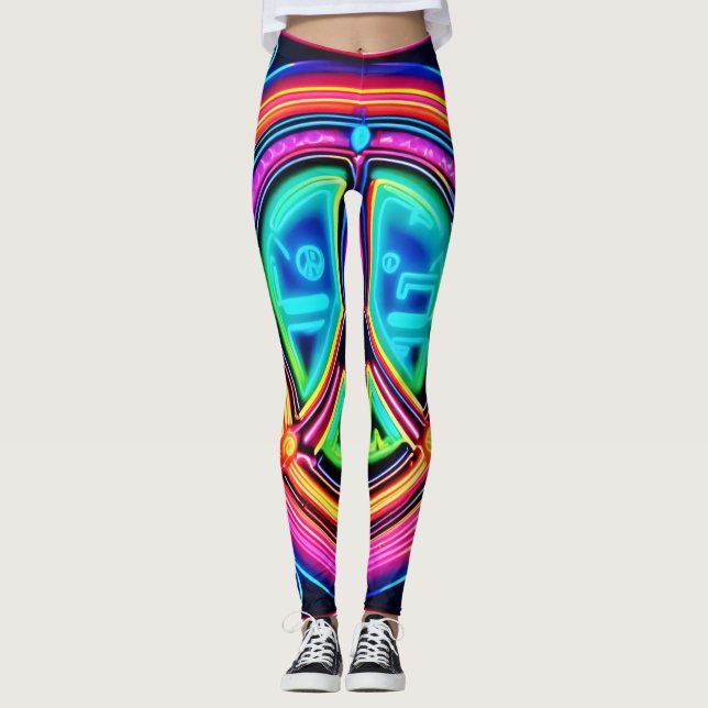 Neon Peace Mandala Leggings (Vorderseite)