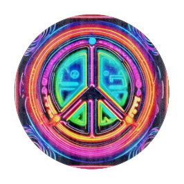 Neon Peace Mandala Schneidebrett
