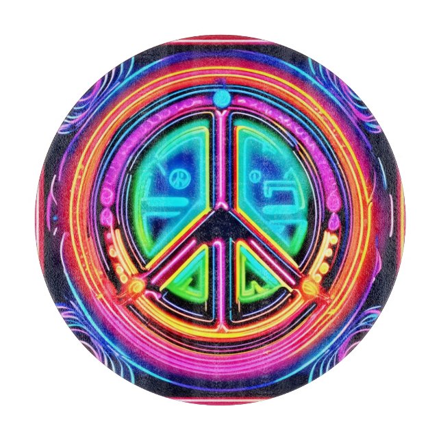 Neon Peace Mandala Schneidebrett (Vorderseite)
