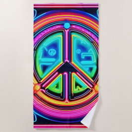 Neon Peace Mandala Strandtuch