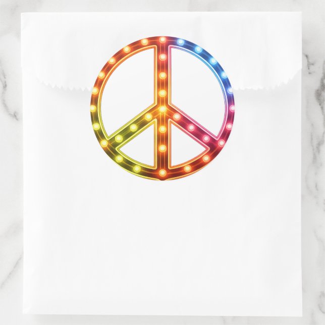 Neon Peace Sign Runder Aufkleber (Tasche)