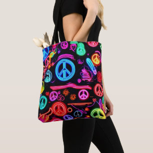 Neon Peace Symbolmuster Tasche