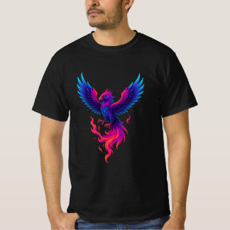 Neon-Phönix-Wiedergeburt – Lebendiger mythischer F T-Shirt