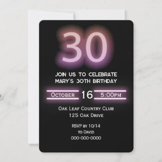 Neon Pink 30. Geburtstag Party Einladung