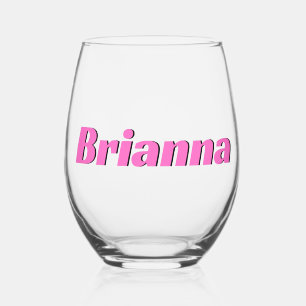 Neon Pink 3D Moderne Elegant Name Weinglas Ohne Stiel