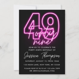 Neon Pink 49. Geburtstag Einladung