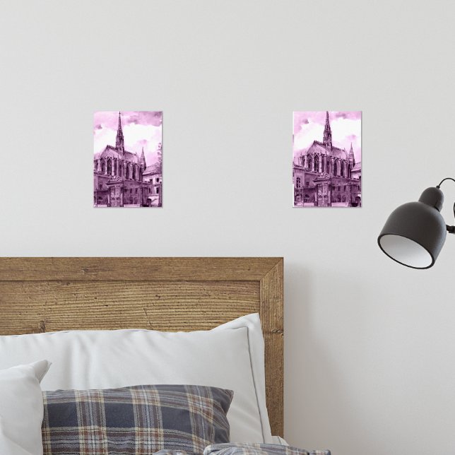 Neon pink and cobalt bridge arcs over a luminous c (Chambre à coucher)