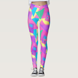 Neon Pink Aquamarin Trendy 80er Jahre Game Music L Leggings