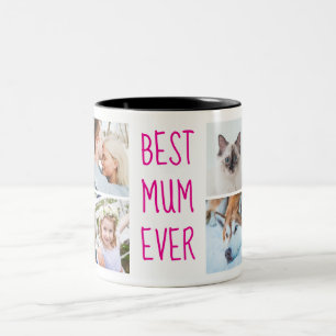 Neon Pink   Beste Mama je benutzerdefinierte Foto- Zweifarbige Tasse