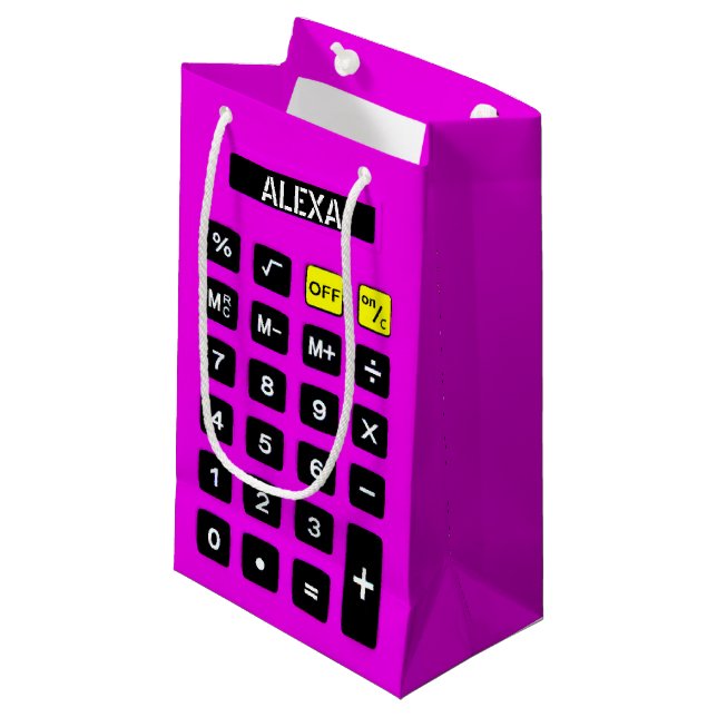 Neon Pink Birthday Calculator Kleine Geschenktüte (Vorderseite Schrägansicht)