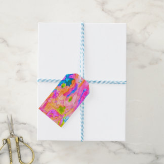 Neon-Pink-Blau-Abstraktes-Gemälde-Geschenkanhänger Geschenkanhänger
