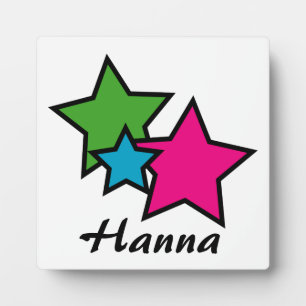 Neon Pink Blau Grüne Sterne Personalisieren Fotoplatte