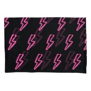 Neon Pink Blitze: Dunkler Hintergrund. Kissenbezug