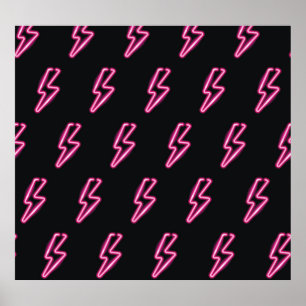 Neon Pink Blitze: Dunkler Hintergrund. Poster